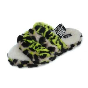 Ugg Fluff Yeah Animalia Key Lime Slippers Youth Slingback Sz 6 EU 38